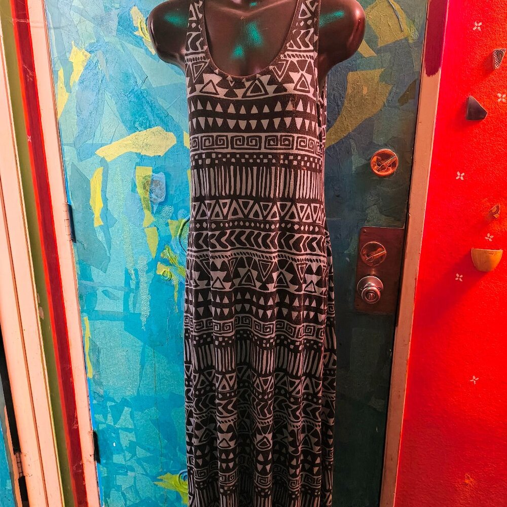 Maxi Sleeveless Dress - Thread 4 Thought- Blue and Black - Large